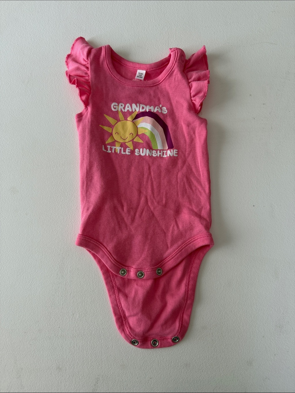 okie dokie - Pink Ruffle Sleeve "Grandma's Little Sunshine" One-Piece